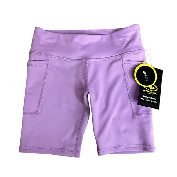 Athletic Works Girl's Active Bike Shorts XSmall 4-5 Sweet Violet Pockets - Picture 1 of 4